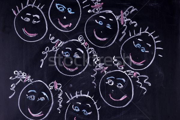 Rodziny dzieci graficzny kredy tablicy Zdjęcia stock © Fotografiche
