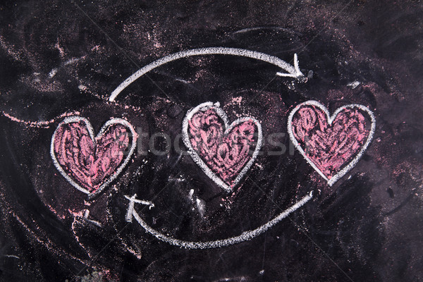Dragoste cretă tablă fericit inimă semna Imagine de stoc © Fotografiche