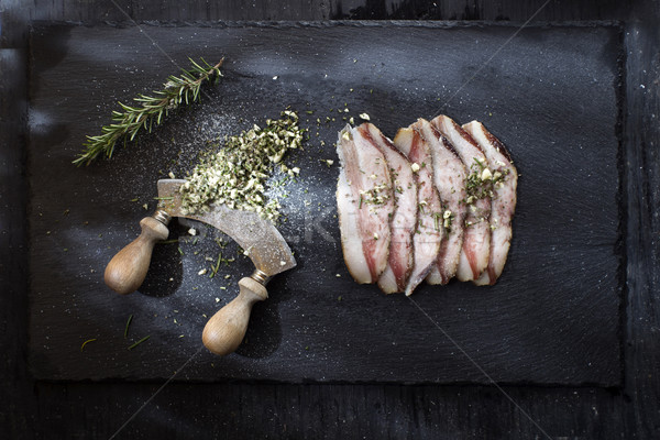 Sare carne de porc obrajii prezentare slanina Imagine de stoc © Fotografiche