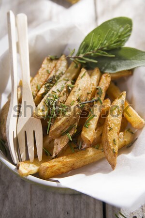 Platte frites Präsentation hausgemachte Kartoffelchips Essen Stock foto © Fotografiche