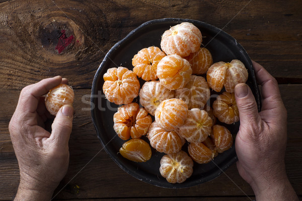 Mały obrane prezentacji mandarynka pomarańcze starych Zdjęcia stock © Fotografiche