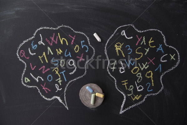 [[stock_photo]]: Mots · nuage · nuages · tableau · noir · craie