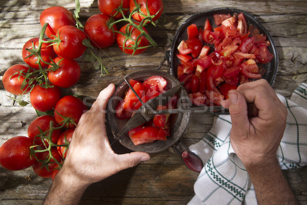 Domates hazırlık taze doğa pişirme kaşık Stok fotoğraf © Fotografiche