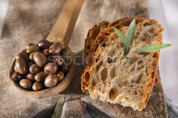 Pane olive fetta alimentare frutta Foto d'archivio © Fotografiche