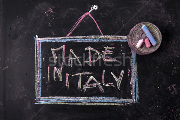 İtalya imzalamak doğmuş yazılı tebeşir tahta Stok fotoğraf © Fotografiche