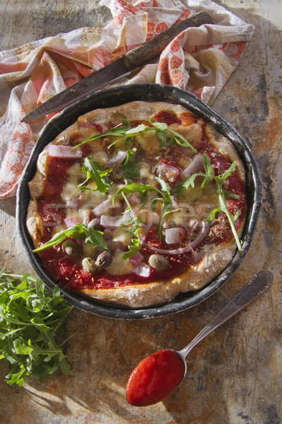 Pizza trigo integral harina cena rojo pasta Foto stock © Fotografiche