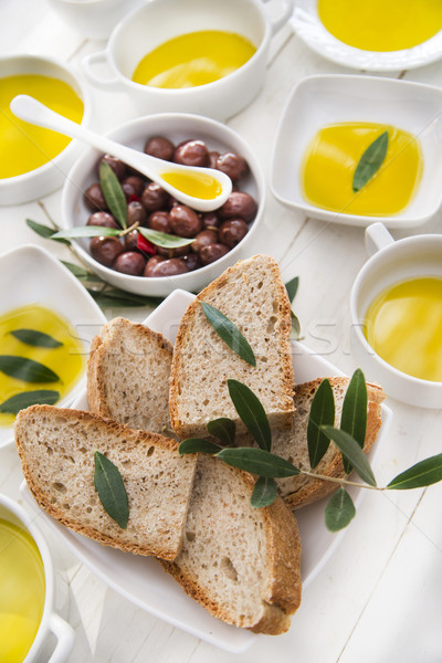 Stock photo: Bread and olive oil 