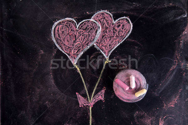 Hearts drawn with chalk Stock photo © Fotografiche