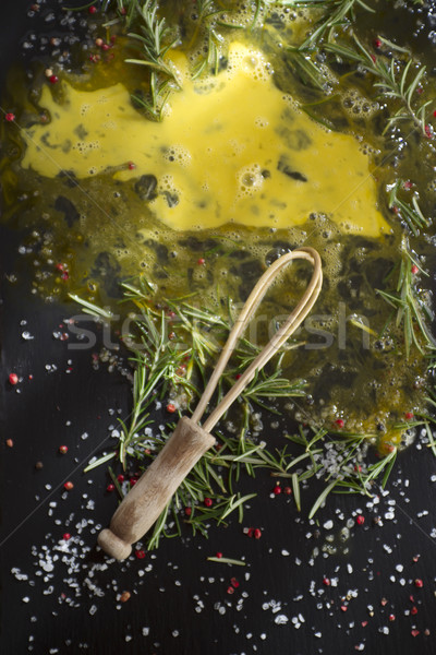 Foto d'archivio: Fresche · greggio · uovo · presentazione · uova · nero