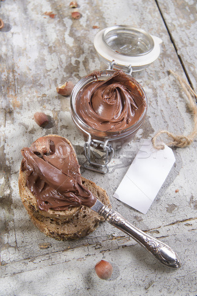 Hazelnoot room ontbijt chocolade hazelnoten voedsel Stockfoto © Fotografiche