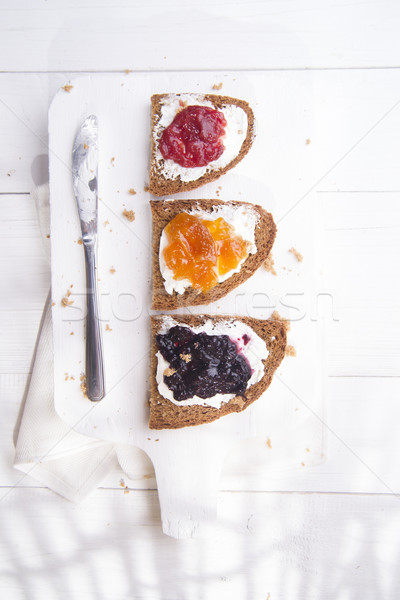 Reggeli kenyér lekvár olasz teljes kiőrlésű kenyér vaj Stock fotó © Fotografiche