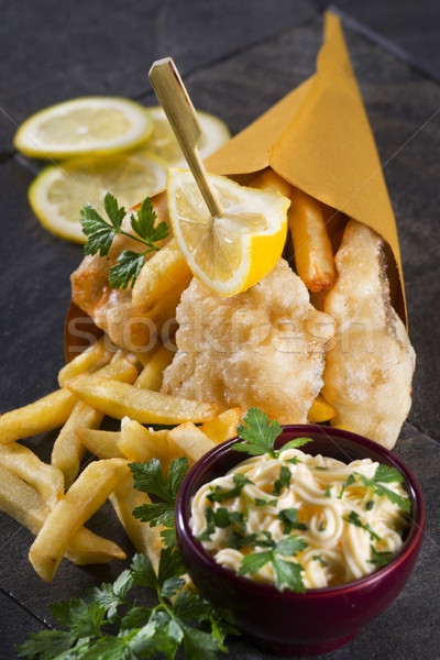 Cod and french fries Stock photo © Fotografiche