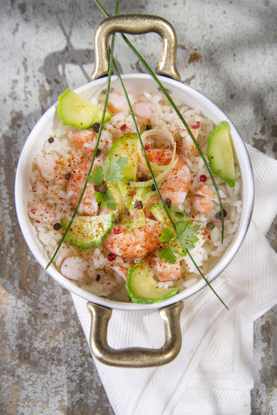 Rice with shrimp and zucchini Stock photo © Fotografiche