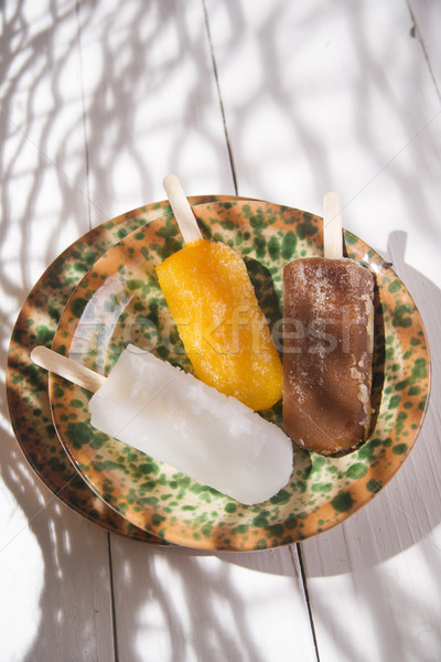 Ijskegel vruchten presentatie drie kleurrijk Stockfoto © Fotografiche
