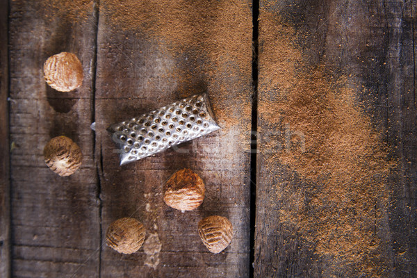 Muskatnuss Detail Gitter Geschmack besondere Stock foto © Fotografiche