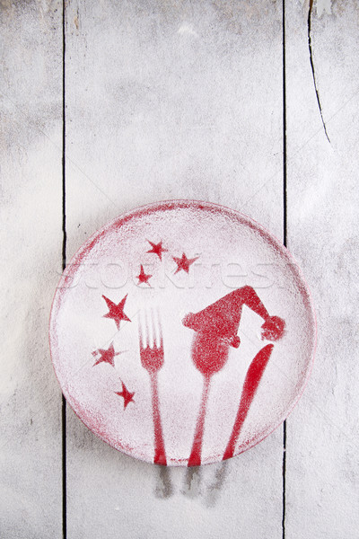 Stock photo: Christmas red plate