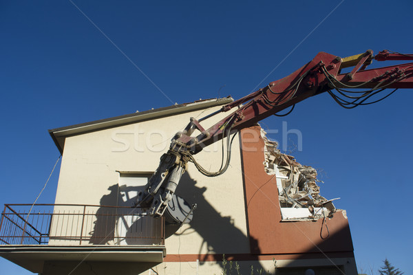The controlled demolition of a house Stock photo © Fotografiche