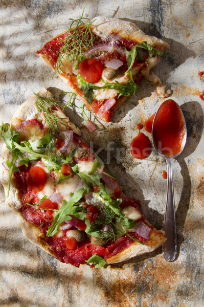 Stockfoto: Pizza · volkoren · meel · diner · Rood · pasta