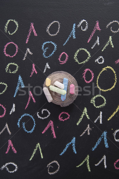 Bináris kód színes grafikus kréta iskolatábla szín Stock fotó © Fotografiche