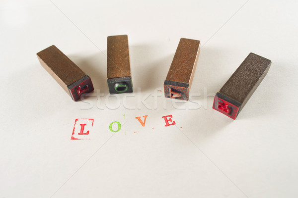 Written, love, with small stamps Stock photo © Fotografiche