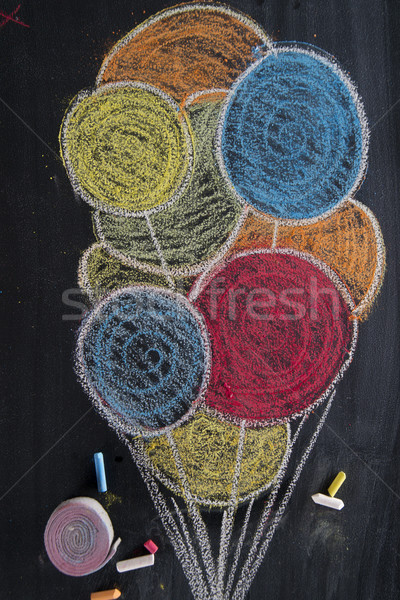 Stok fotoğraf: çizim · renkli · balonlar · grafik · tebeşir