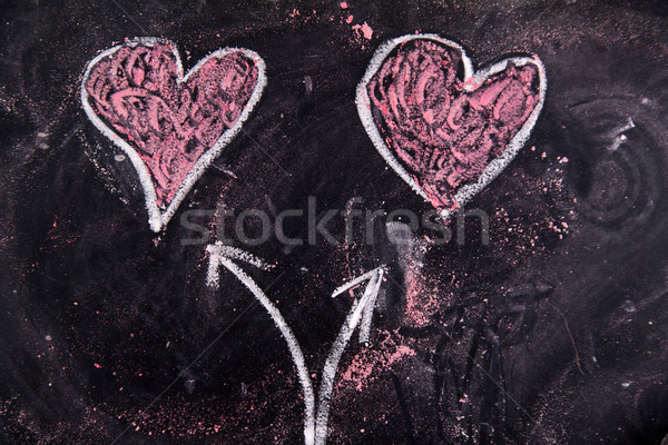 Szeretet kréta iskolatábla boldog felirat piros Stock fotó © Fotografiche