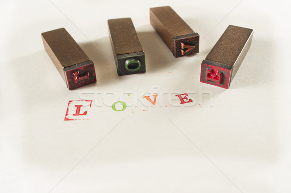 Stock photo: Written, love, with small stamps