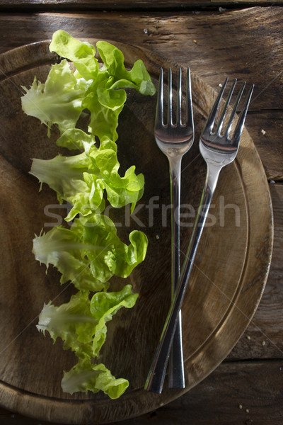 Tányér saláta bemutató friss zöld köret Stock fotó © Fotografiche