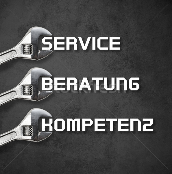 Wrench holds lettering, Compentence-Quality-Experience  Stock photo © fotoquique
