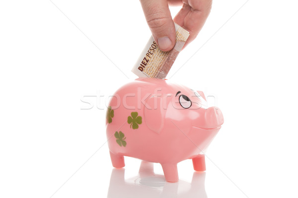 Pink money pigg with Euro Stock photo © fotoquique