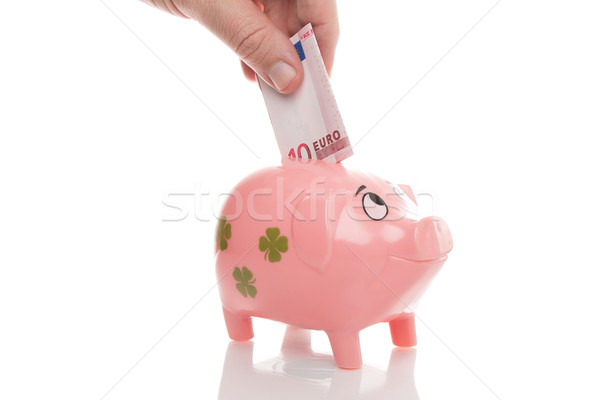 Pink money pigg with Euro Stock photo © fotoquique