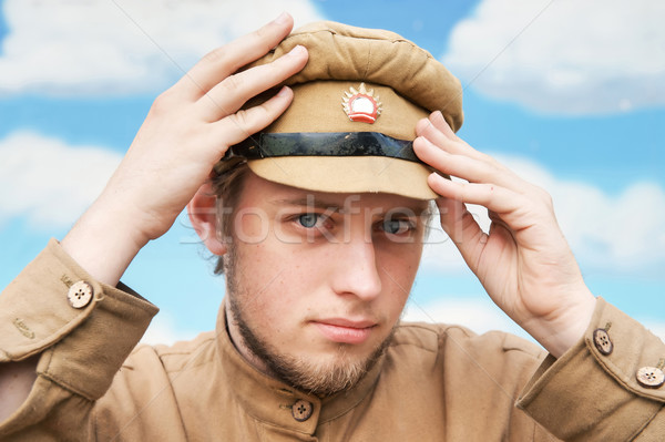 Portrait of soldier in retro style picture Stock photo © fotorobs