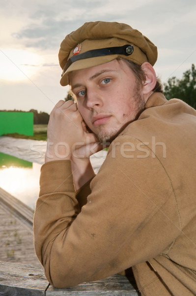 Stock photo: Portrait of soldier in retro style picture