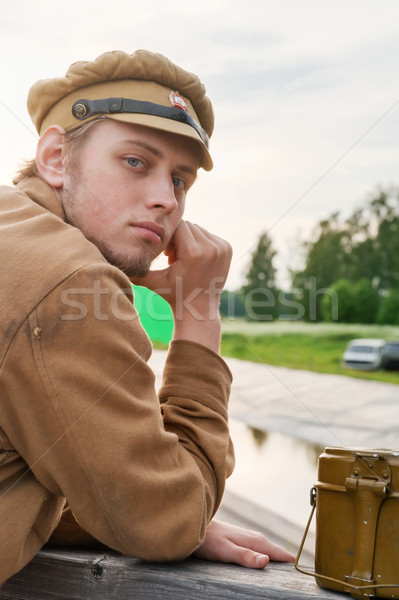 Portrait of soldier in retro style picture Stock photo © fotorobs