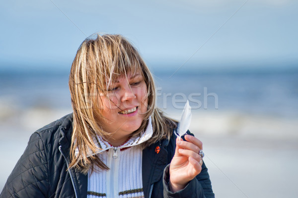 Portré érett nő érett pufók nő megnyugtató Stock fotó © fotorobs