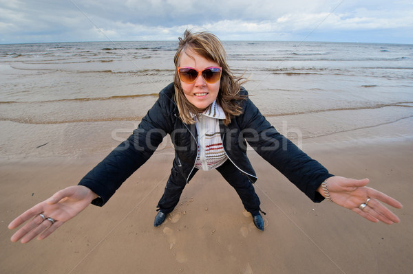 Erwachsenen Frau Meer reifen funny Stock foto © fotorobs