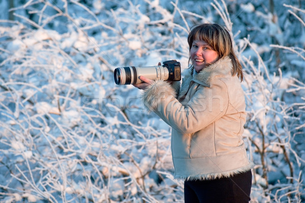 Woman with photo camera Stock photo © fotorobs