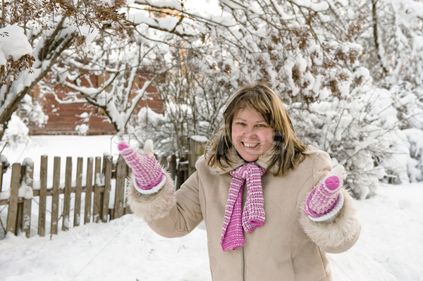 女性 冬 幸せ ツリー ストックフォト © fotorobs
