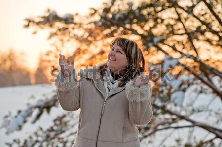 Woman on winters sunset Stock photo © fotorobs