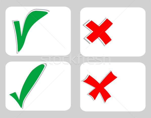 Check mark stickers set on blank white card Stock photo © fotoscool