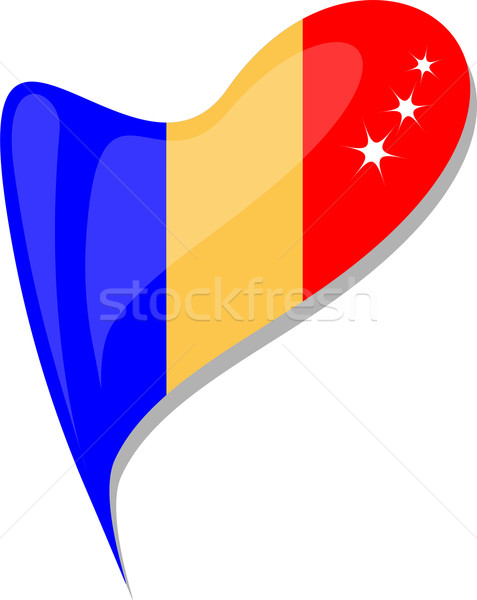 Chade coração ícone bandeira vetor azul Foto stock © fotoscool