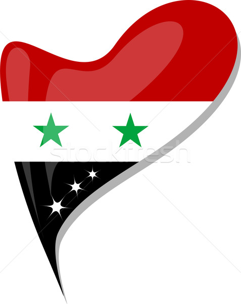 Syria flag button heart shape. vector Stock photo © fotoscool