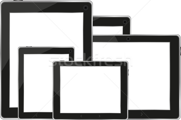 Set of digital tablets with blank screen isolated on white Stock photo © fotoscool