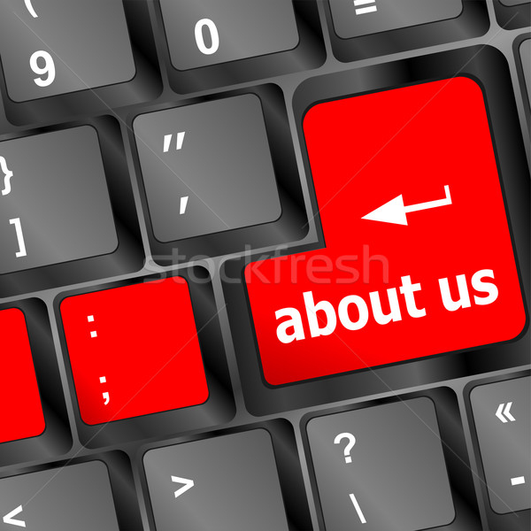Stock photo: about us message on keyboard enter key