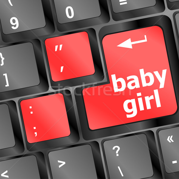 Baby girl key on laptop keyboard Stock photo © fotoscool