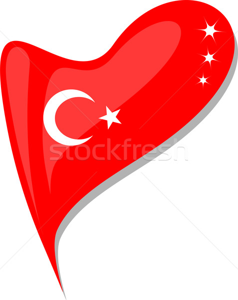 turkey in heart. Icon of turkey national flag. vector Stock photo © fotoscool