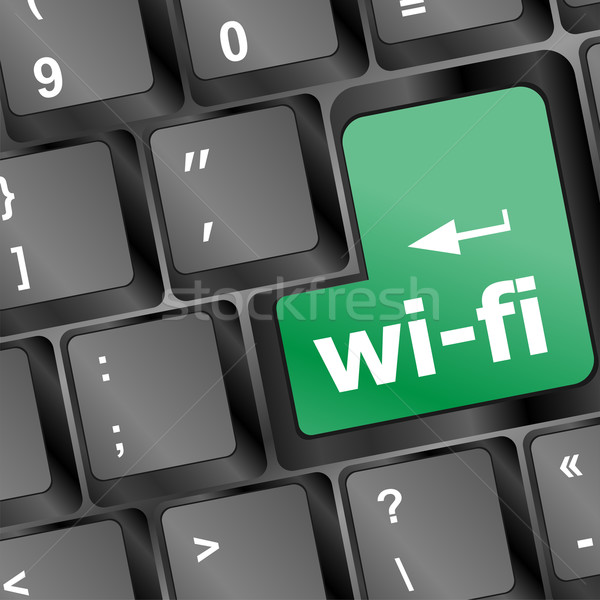 зеленый wi-fi интернет кнопки технологий Сток-фото © fotoscool