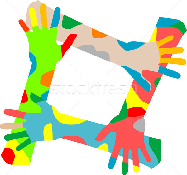 Veelkleurig handen geïsoleerd witte man abstract Stockfoto © fotoscool