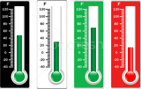 Red, black, white and green thermometers set isolated Stock photo © fotoscool