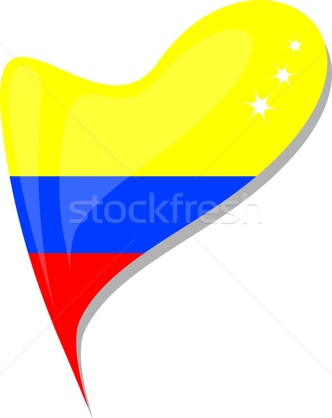 Stock photo: colombia flag button heart shape. vector